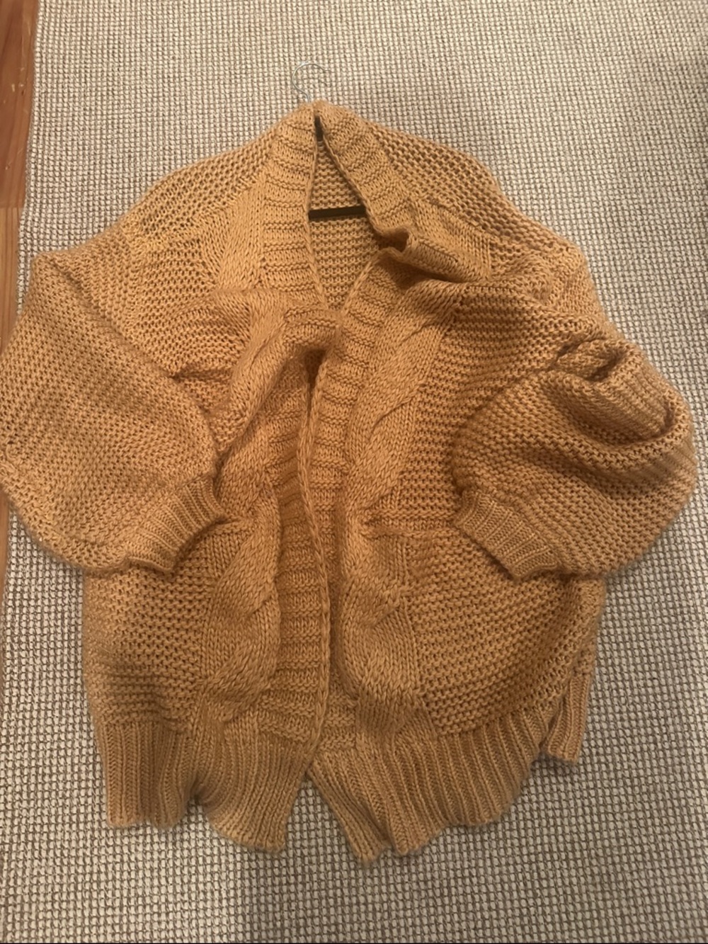 Cozy Cable Knit Open-Front Sweater Cardigan - Mustard